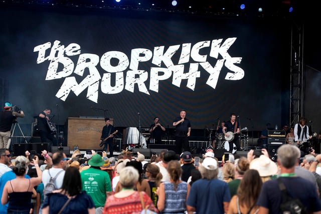 Dropkick Murphys perform onstage at SunFest 2023 in West Palm Beach, Florida.