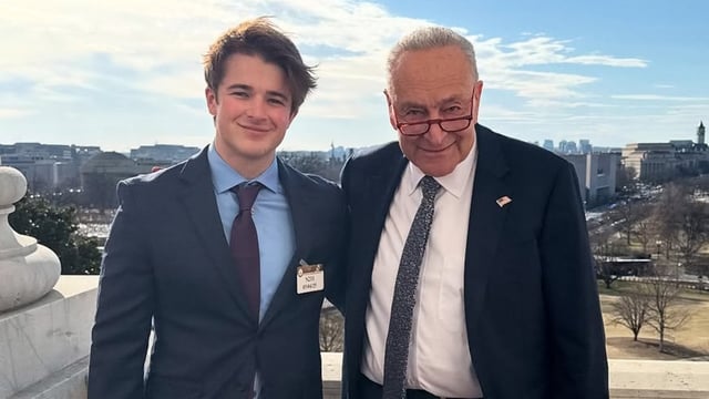 Earlier this month, Harry Sisson (left) met with Senator Chuck Schumer. Democrats are fighting back against Trump and Elon Musk! Their tariffs and tax cuts for billionaires will be devastating for working Americans! he captioned his Instagram post. 