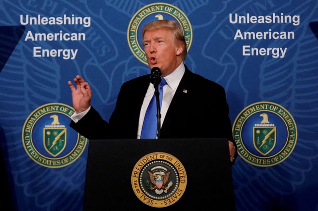 U.S. President Donald Trump delivers remarks during an 'Unleashing American Energy' event at the Department of Energy in Washington, U.S., June 29, 2017. REUTERS/Carlos Barria/File Photo