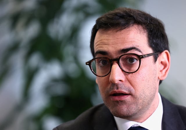 European Commissioner for Prosperity and Industrial Strategy Stephane Sejourne speaks during an interview with Reuters in Brussels, Belgium March 18, 2025.  REUTERS/Yves Herman/File Photo