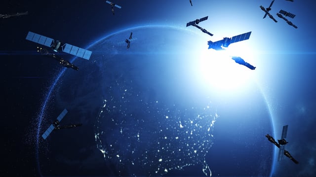 An artist's render of satellites in orbit.