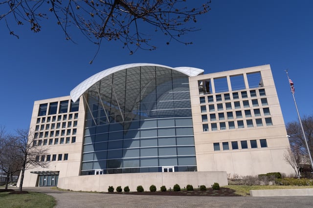The headquarters of the United States Institute of Peace are seen Tuesday, March 18, 2025, in Washington. (AP Photo/Mark Schiefelbein).