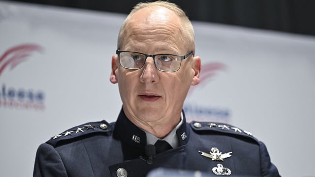 Vice Chief of Space Operations Gen. Michael Guetlein speaks at the McAleese Defense Programs Conference in Washington, D.C., March 7, 2024. (US Air Force photo by Eric Dietrich)