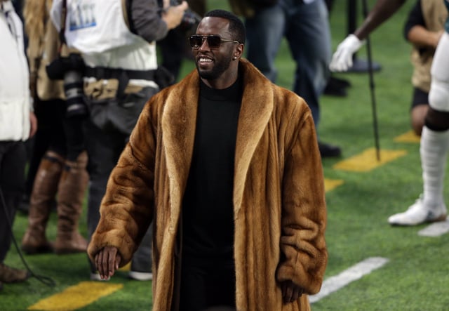 Diddy a.k.a. Sean Combs prior to the game between the New England Patriots and the Philadelphia Eagles Super Bowl LII at U.S. Bank Stadium, Feb. 4, 2018, in Minneapolis.