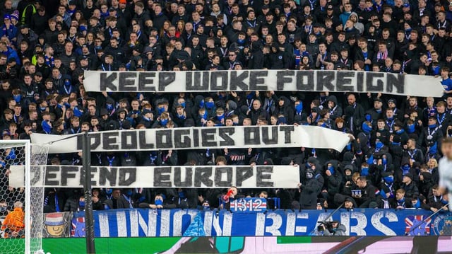 Uefa regarded the banner, which was held up in the Copland Road Stand, as “racist and/or discriminatory”