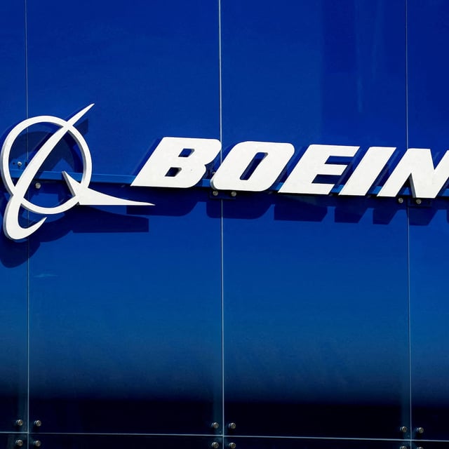 FILE PHOTO: A Boeing logo is seen at the 54th International Paris Airshow at Le Bourget Airport near Paris, France, June 18, 2023. REUTERS/Benoit Tessier/File Photo