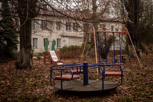 This November 2022 photo shows the playground of the Kherson Children's house, an orphanage where Russian forces allegedly took 46 children from.