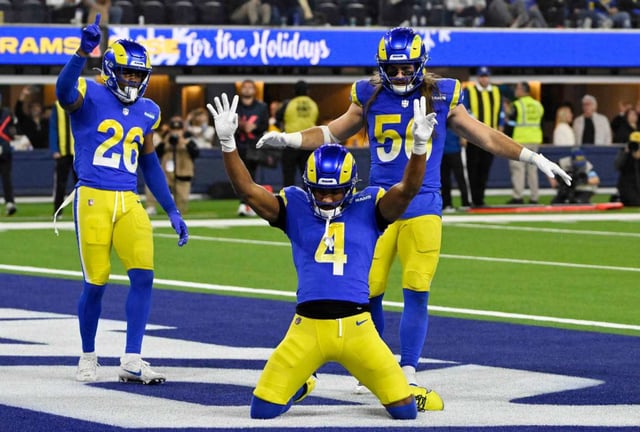 Rams cornerback Ahkello Witherspoon reacts after knocking away a pass in the end zone against the Arizona Cardinals on Dec. 28, 2024, at SoFi Stadium. (Photo by Keith Birmingham, Orange County Register/ SCNG)
