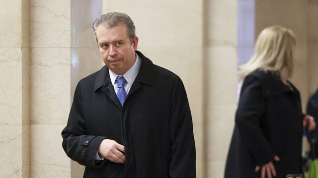 CPS CEO Pedro Martinez heads up to a meeting at City Hall on March 19, 2025. (Eileen T. Meslar/Chicago Tribune)
