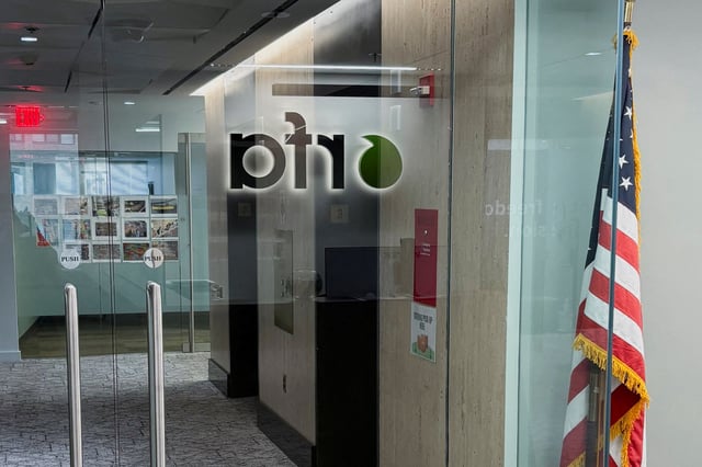 A view shows door to the offices of Radio Free Asia, as funding for RFA, which broadcasts in nine Asian languages, was terminated on Saturday, March 15, 2025, a day after U.S. President Donald Trump signed an executive order gutting the government-funded media outlet's parent and six other federal agencies, in Washington, D.C., U.S., March 15, 2025. REUTERS/Staff/File Photo