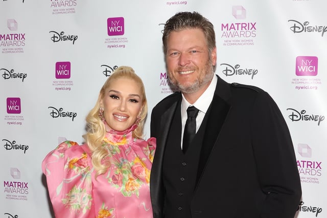 Gwen Stefani and Blake Shelton attend the 2022 Matrix Awards at The Ziegfeld Ballroom on October 26, 2022 in New York City.