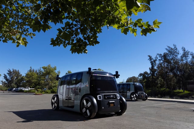 Zoox, a self-driving vehicle owned by Amazon, is seen at the company's factory in Fremont, California, U.S. July 19, 2022.