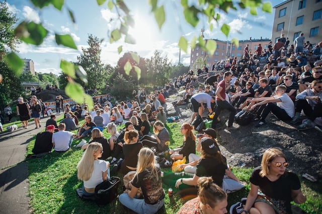 Finland, with people gathered here in Helsinki, is ranked the world's happiest country for the eighth year in a row.