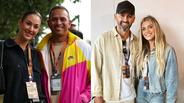 Nathan Lyon and Usman Khawaja visited the Australian GP with their wives.