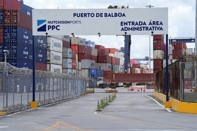 The entrance of the Balboa Port is pictured after Hong Kong's CK Hutchison Holdings Ltd 0001.HK agreed to sell its interests in a key Panama Canal port operator to a BlackRock Inc-backed consortium, amid pressure from U.S. President Donald Trump to curb China's influence in the region, in Panama City, Panama, March 4, 2025. REUTERS/Enea Lebrun/File Photo