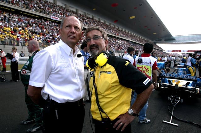 Formula One - F1 - 2004 Chinese Grand Prix - Shanghai - China - Race , September 26, 2004 Ron Dennis - McLaren Team Boss with Eddie Jordan - Jordan Team Boss  Action Images via Reuters/John Marsh/File Photo