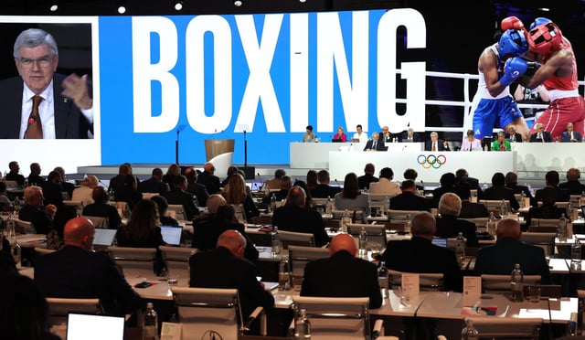 Olympics - 144th IOC Session including the election of IOC President - Costa Navarino, Pylos, Greece - March 20, 2025 General view of International Olympics Committee(IOC) president Thomas Bach speaking during the 144th IOC Session REUTERS/Louisa Gouliamaki