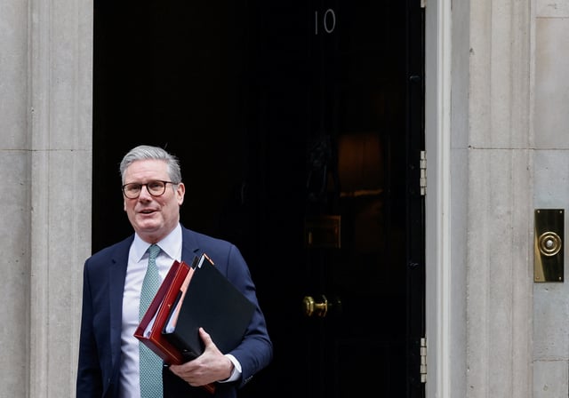 British Prime Minister Keir Starmer leaves 10 Downing Street for Prime Minister's Questions in parliament in London, Britain, March 19, 2025. REUTERS/Carlos Jasso