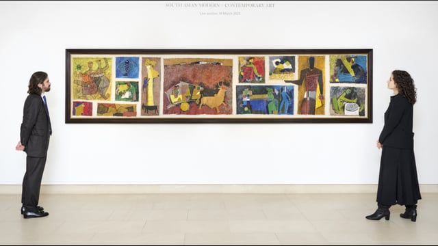 The 14 feet long oil on canvas, Untitled (Gram Yatra), ​was completed in 1954. (X)