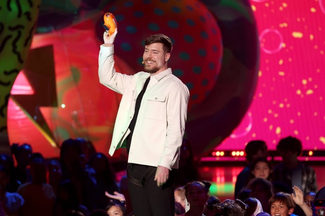 MrBeast onstage during the 2023 Nickelodeon Kids&#39; Choice Awards at Microsoft Theater on March 04, 2023 in Los Angeles, California.