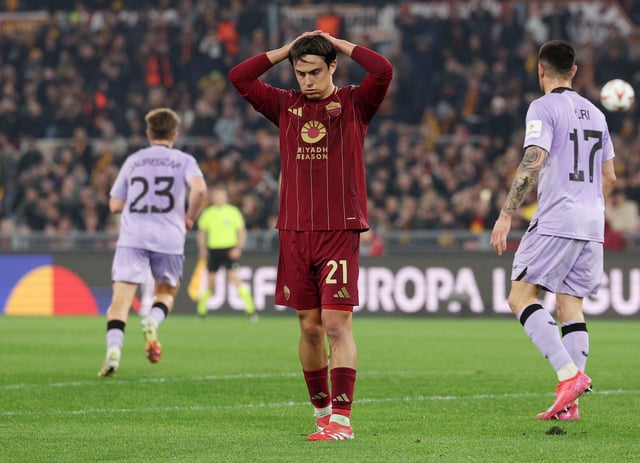Soccer Football - Europa League - Round of 16 - First Leg - AS Roma v Athletic Bilbao - Stadion Olimpico, Rome, Italy  - March 6, 2025 AS Roma's Paulo Dybala reacts REUTERS/Guglielmo Mangiapane/File Photo