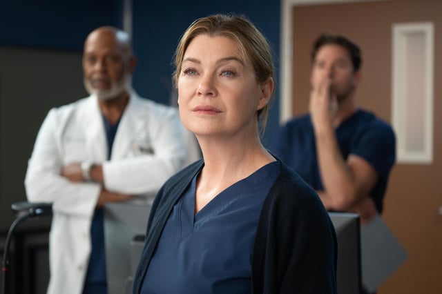 In this &#34;Grey&#39;s Anatomy&#34; still from the &#34;Jump (for My Love)&#34; episode, which aired on March 13, Meredith and Nick return to Grey Sloan to treat a liver transplant patient.