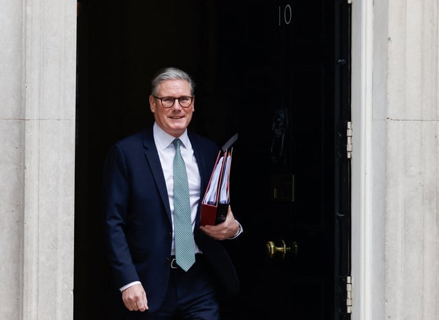British Prime Minister Keir Starmer leaves 10 Downing Street for Prime Minister's Questions in parliament in London, Britain, March 19, 2025. REUTERS/Carlos Jasso