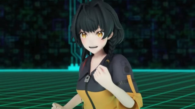 Anime girl cheering