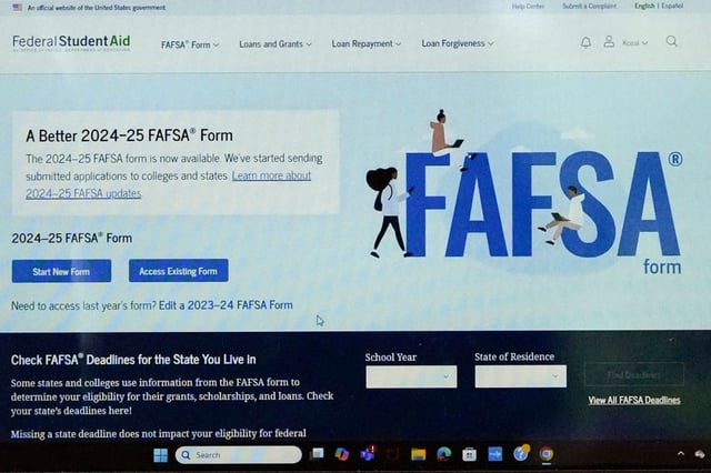 The Free Application for Federal Student Aid (FAFSA) website is seen on a student&#39;s laptop. The suspension of &#34;Federal Income-driven Repayment Plans&#34; is expected to affect 12 million students on income-based plans. Many recently laid off federal workers wonder how they will pay their bills. (AP file/Nam Y. Hu)