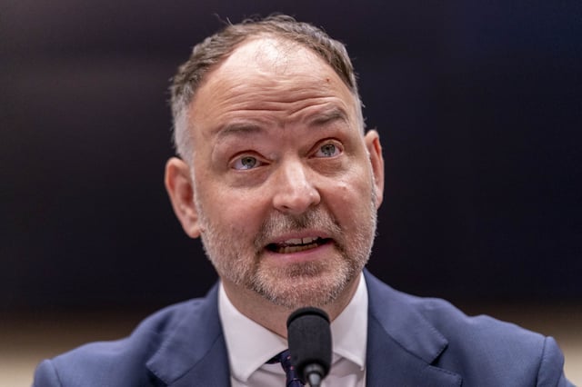 FILE - Amtrak CEO Stephen Gardner speaks during a House Transportation subcommittee hearing on Capitol Hill in Washington, Tuesday, June 6, 2023. (AP Photo/Andrew Harnik, File)