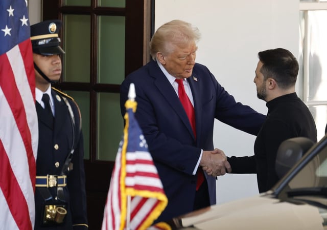 President Donald Trump raised the issue of the missing children with Ukrainian President Volodymyr Zelensky, both pictured here in a previous meeting