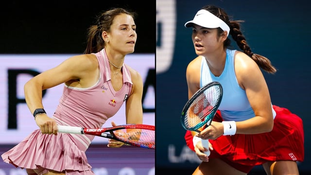 Raducanu, right, faces world No 10 Navarro in Miami on Friday