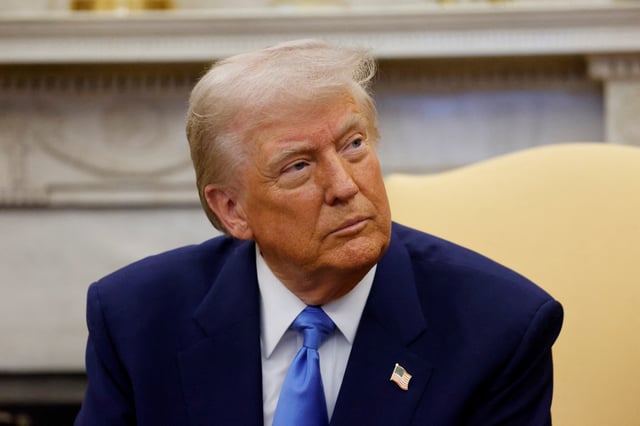 President Donald Trump attends a meeting in the White House on February 24, 2025.