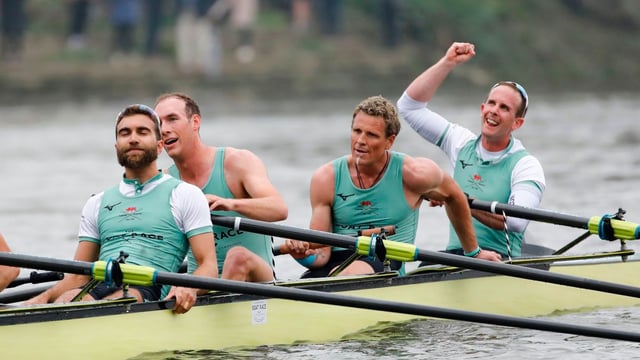 The rules were changed after James Cracknell, second from right, helped Cambridge win the Boat Race in 2019 at the age of 46