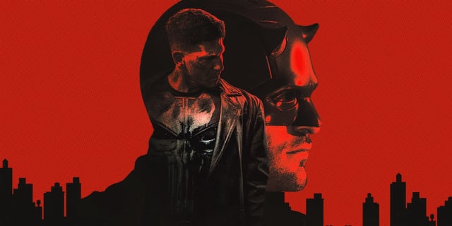 Charlie Cox as Daredevil and Jon Bernthal as Frank Castle.