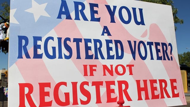 Voter registration sign