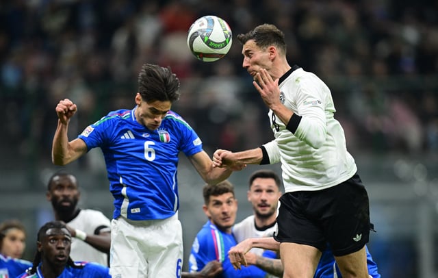 Soccer Football - Nations League - Quarter Final - First Leg - Italy v Germany - San Siro, Milan, Italy - March 20, 2025 Germany's Leon Goretzka scores their second goal REUTERS/Daniele Mascolo