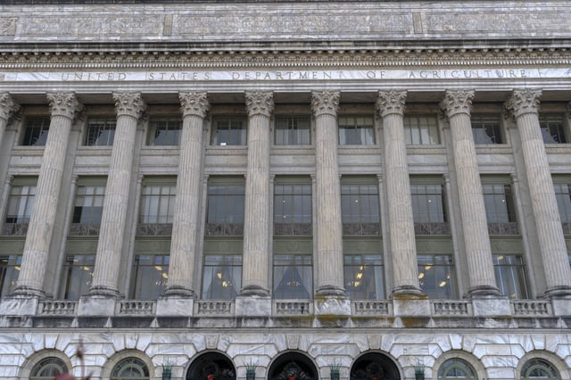 FILE - The U.S. Department of Agriculture building is seen in Washington, Dec. 7, 2024. (AP Photo/Jose Luis Magana, file)