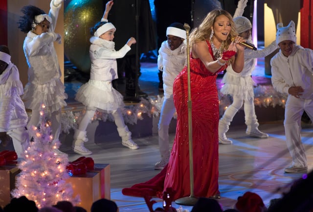 Mariah Carey performs at the lighting ceremony for the 82nd Rockefeller Center Christmas tree at Rockefeller Center in New York City on Dec. 3, 2014.