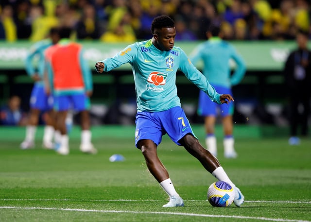 Soccer Football - World Cup - South American Qualifiers - Brazil v Ecuador - Estadio Antonio Couto Pereira, Curitiba, Brazil - September 6, 2024 Brazil's Vinicius Jr during the warm up  REUTERS/Rodolfo Buhrer/File Photo