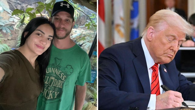 Bradley Bartell with his wife Sylvia Camilla Muñoz-Lira, who was detained by ICE. 