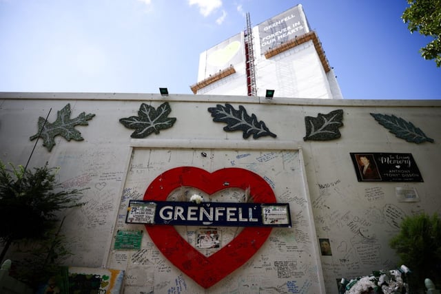 Caption: Memorial to victims of the Grenfell Tower fire in 2017 which killed 72 people.
(Henry Nicholls/AFP)