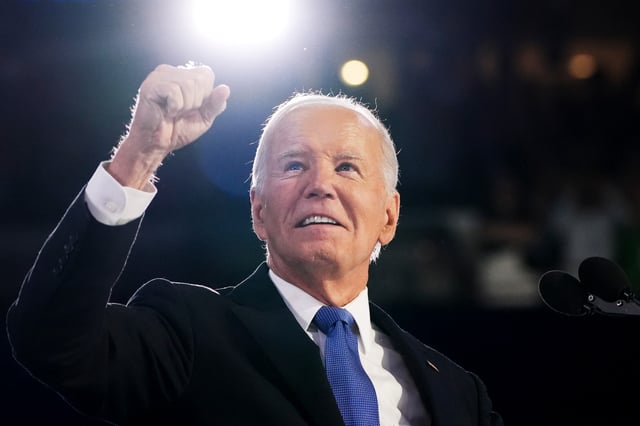 Then-President Biden on the first day of the Democratic National Convention on Aug. 19, 2024 in Chicago.