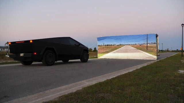 An image about Cybertruck versus Mark Rober's 'Wile E. Coyote-style' wall crash test