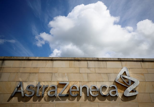 A company logo is seen at the AstraZeneca site in Macclesfield, Britain, May 11, 2021. REUTERS/Phil Noble