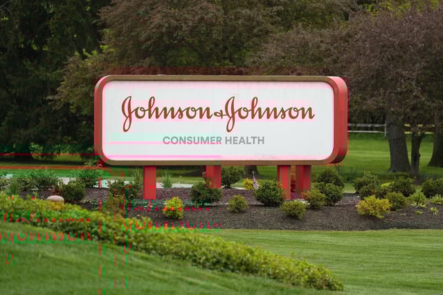 FILE - A sign for Johnson & Johnson Consumer Health is displayed in Flourtown, Pa., Friday, April 28, 2023. (AP Photo/Matt Rourke, File)