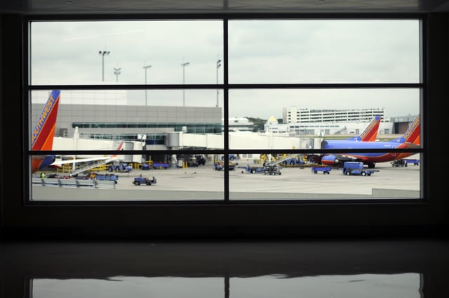 File photo: a view from a window in an airport in Dallas.