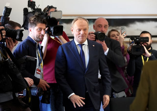 Poland’s Prime Minister Donald Tusk arrives for a Group of Ten (G10) breakfast on migration in Brussels, Belgium, 20 March 2025.  OLIVIER HOSLET/Pool via REUTERS/File Photo