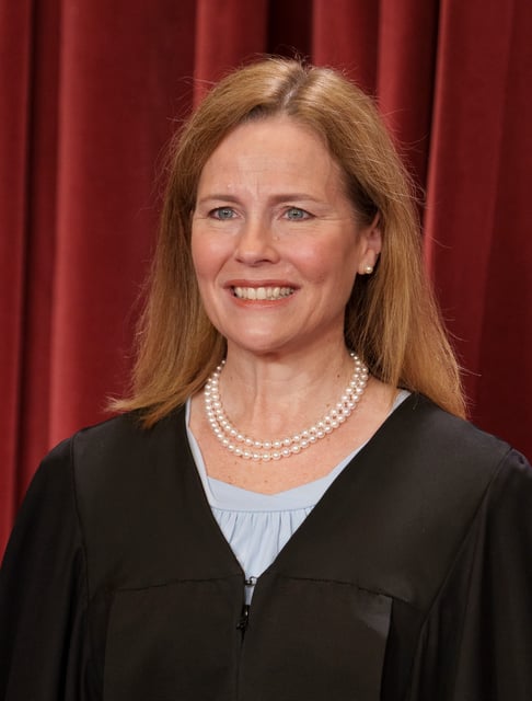 Oct 7, 2022; Washington, DC, USA; Members of the Supreme Court pose for a group photo at the Supreme Court. Associate Justice Amy Coney Barrett.