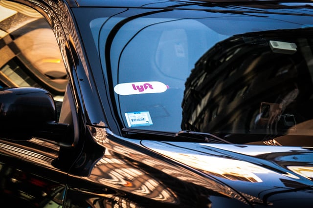 Lyft signage on a vehicle in New York on Feb. 6, 2024.